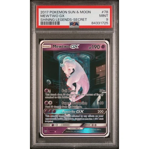 PSA 9 Mint - 2017 Pokemon Shining Legends Mewtwo GX #78