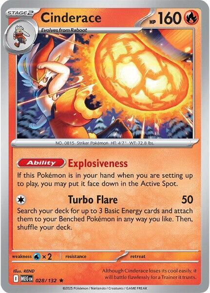 ME01: Mega Evolution - 028/132 - Cinderace - Reverse Holo