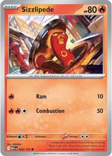 ME01: Mega Evolution - 029/132 - Sizzlipede - Reverse Holo