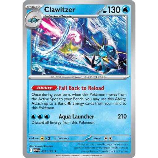 ME01: Mega Evolution - 038/132 - Clawitzer - Reverse Holo