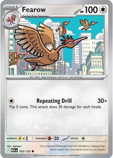 ME01: Mega Evolution - 103/132 - Fearow - Reverse Holo