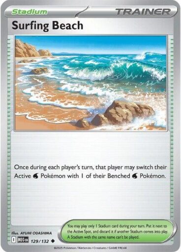 ME01: Mega Evolution - 129/132 - Surfing Beach - Reverse Holo