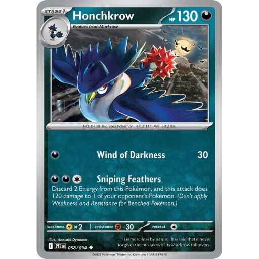ME02: Phantasmal Flames - 058/094 - Honchkrow - Reverse Holo