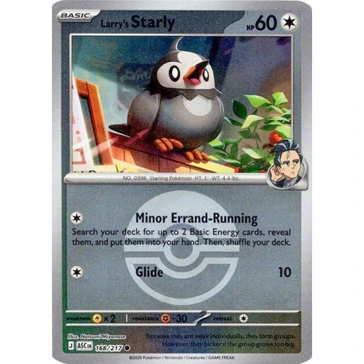 ME: Ascended Heroes - 168/217 - Larry's Starly (Poke Ball) - Reverse Holo