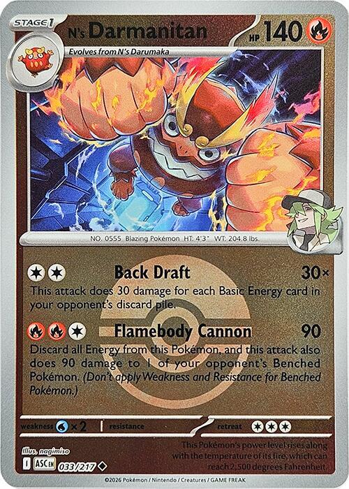 ME: Ascended Heroes - 033/217 - N's Darmanitan (Poke Ball) - Reverse Holo