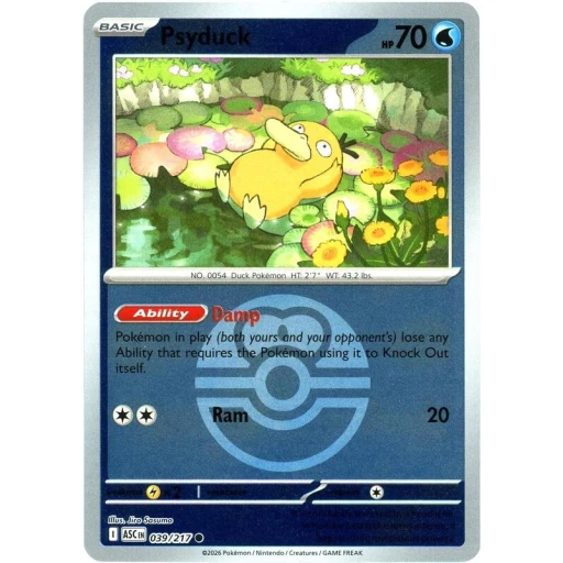 ME: Ascended Heroes - 039/217 - Psyduck - 039/217 (Love Ball) - Reverse Holo
