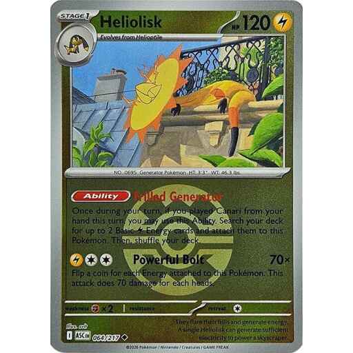 ME: Ascended Heroes - 064/217 - Heliolisk - 064/217 (Quick Ball) - Reverse Holo