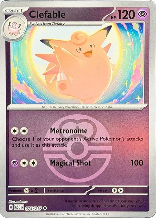 ME: Ascended Heroes - 075/217 - Clefable (Love Ball) - Reverse Holo