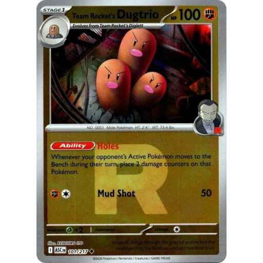 ME: Ascended Heroes - 101/217 - Team Rocket's Dugtrio - 101/217 (Team Rocket) - Reverse Holo