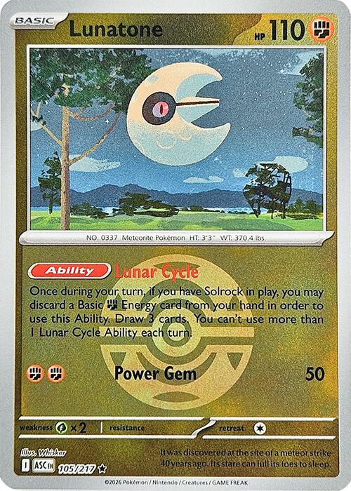 ME: Ascended Heroes - 105/217 - Lunatone (Dusk Ball) - Reverse Holo