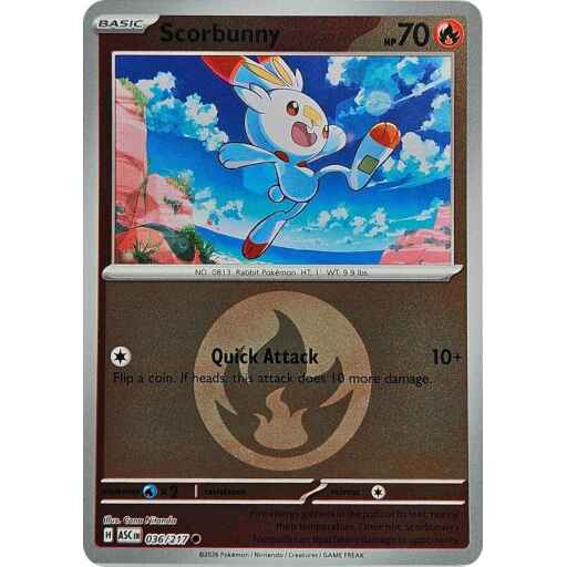 ME: Ascended Heroes - 036/217 - Scorbunny - 036/217 (Energy Symbol Pattern) - Reverse Holo