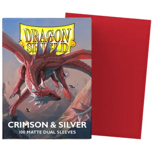 Dragon Shield Standard Matte Dual Sleeves - Crimson & Silver