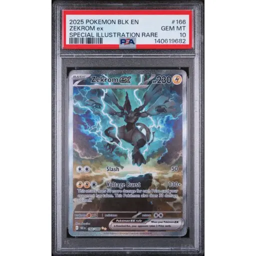 PSA 10 Gem Mint - 2025 Pokemon Black Bolt Zekrom ex #166