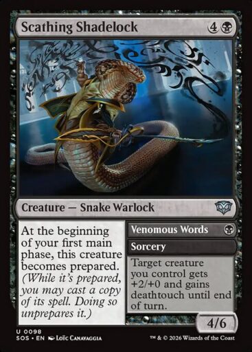 Secrets of Strixhaven - 98 - Scathing Shadelock // Venomous Words - Uncommon - B - Non-foil (Front)