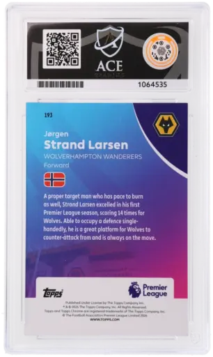 Alternative view of ACE 10 Gem Mint - 2026 Pokemon 2026 Topps Chrome Premier League Jorgen Strand Larsen #193