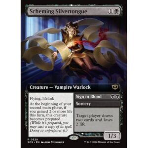 Secrets of Strixhaven - 329 - Scheming Silvertongue // Sign in Blood - Rare - B - Foil (Front)