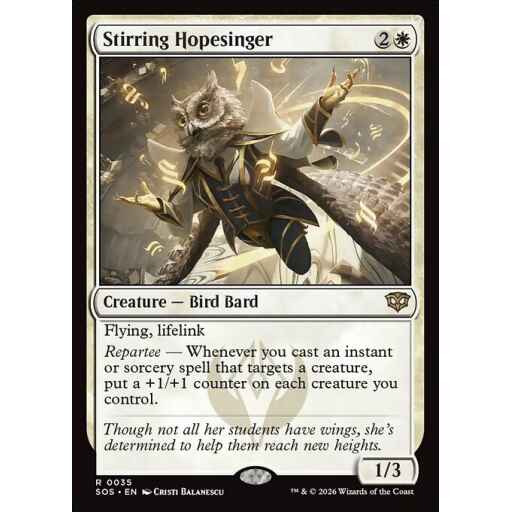 Secrets of Strixhaven - 35 - Stirring Hopesinger - Rare - W - Non-foil (Front)