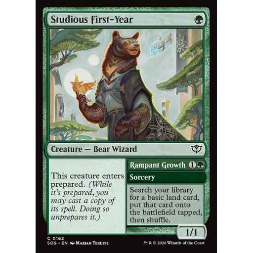 Secrets of Strixhaven - 162 - Studious First-Year // Rampant Growth - Common - G - Non-foil (Front)