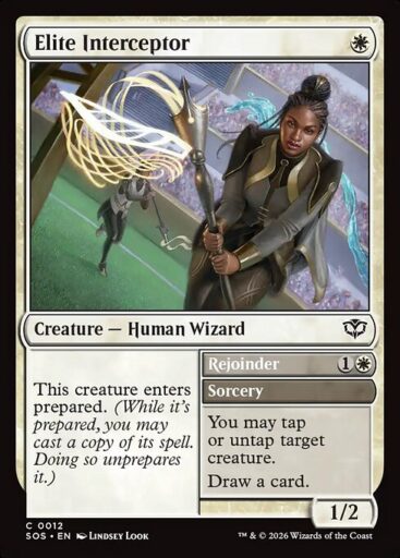 Secrets of Strixhaven - 12 - Elite Interceptor // Rejoinder - Common - W - Foil (Front)