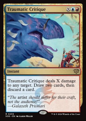 Secrets of Strixhaven - 239 - Traumatic Critique - Rare - UR - Foil (Front)