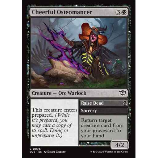 Secrets of Strixhaven - 76 - Cheerful Osteomancer // Raise Dead - Common - B - Non-foil (Front)