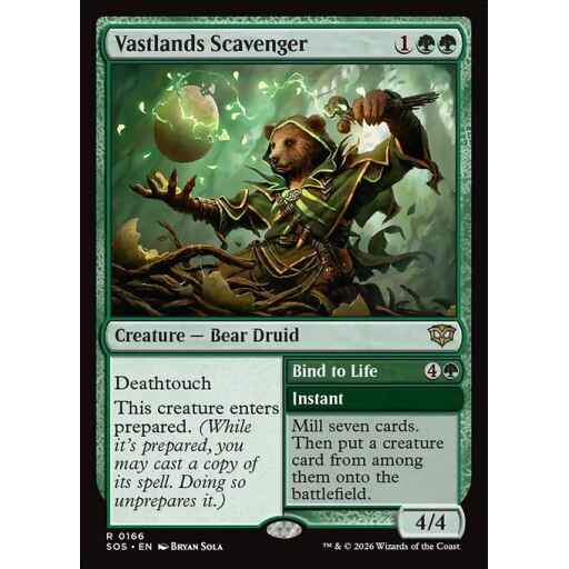 Secrets of Strixhaven - 166 - Vastlands Scavenger // Bind to Life - Rare - G - Non-foil (Front)