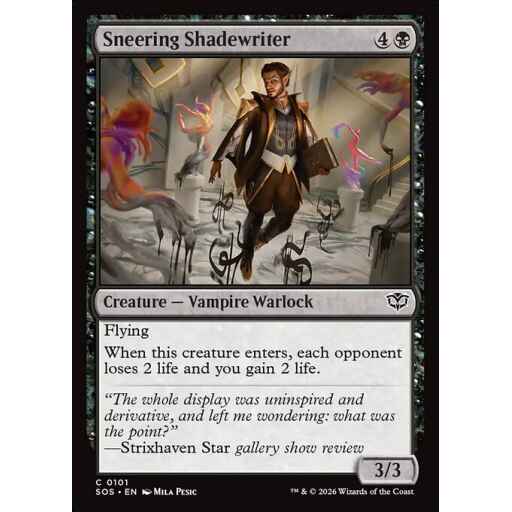 Secrets of Strixhaven - 101 - Sneering Shadewriter - Common - B - Non-foil (Front)