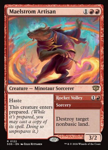 Secrets of Strixhaven - 122 - Maelstrom Artisan // Rocket Volley - Rare - R - Non-foil (Front)
