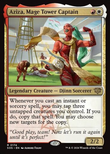 Secrets of Strixhaven - 174 - Aziza, Mage Tower Captain - Rare - WR - Non-foil (Front)