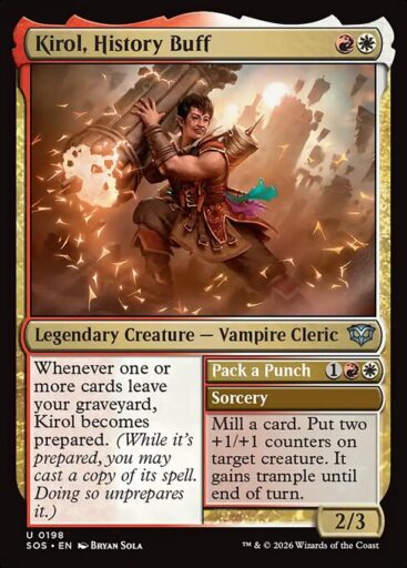 Secrets of Strixhaven - 198 - Kirol, History Buff // Pack a Punch - Uncommon - WR - Foil (Front)