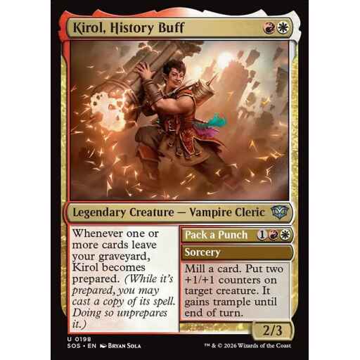 Secrets of Strixhaven - 198 - Kirol, History Buff // Pack a Punch - Uncommon - WR - Foil (Front)