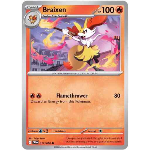 Chaos Rising - 012/086 - Braixen - Reverse Holo