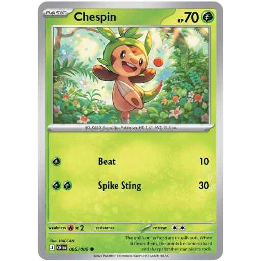 Chaos Rising - 005/086 - Chespin - Reverse Holo