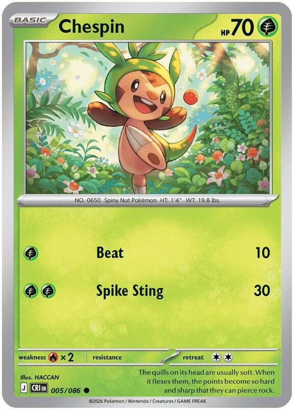 Chaos Rising - 005/086 - Chespin - Reverse Holo