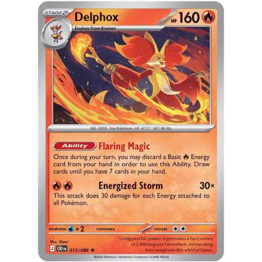 Chaos Rising - 013/086 - Delphox - Reverse Holo