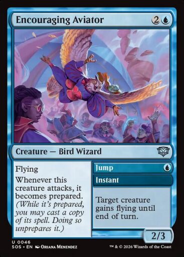 Secrets of Strixhaven - 46 - Encouraging Aviator // Jump - Uncommon - U - Non-foil (Front)