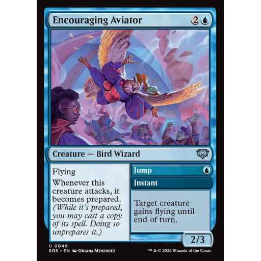 Secrets of Strixhaven - 46 - Encouraging Aviator // Jump - Uncommon - U - Non-foil (Front)