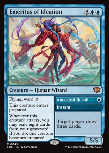 Secrets of Strixhaven - 45 - Emeritus of Ideation // Ancestral Recall - Mythic - U - Foil (Front)