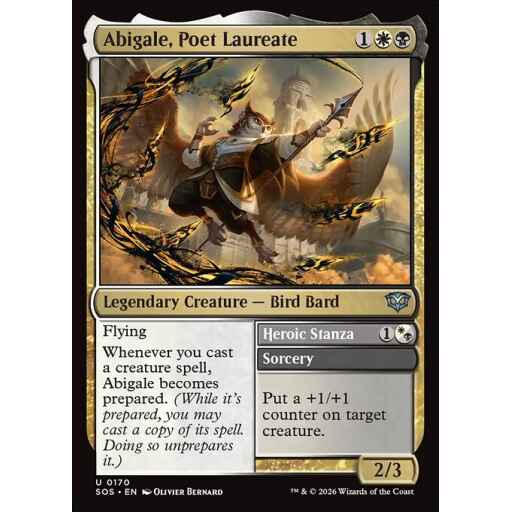 Secrets of Strixhaven - 170 - Abigale, Poet Laureate // Heroic Stanza - Uncommon - WB - Non-foil (Front)