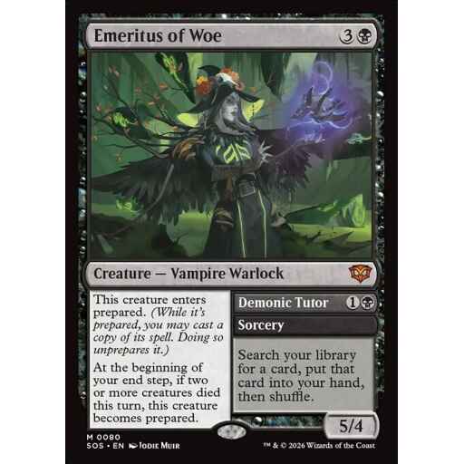 Secrets of Strixhaven - 80 - Emeritus of Woe // Demonic Tutor - Mythic - B - Non-foil (Front)