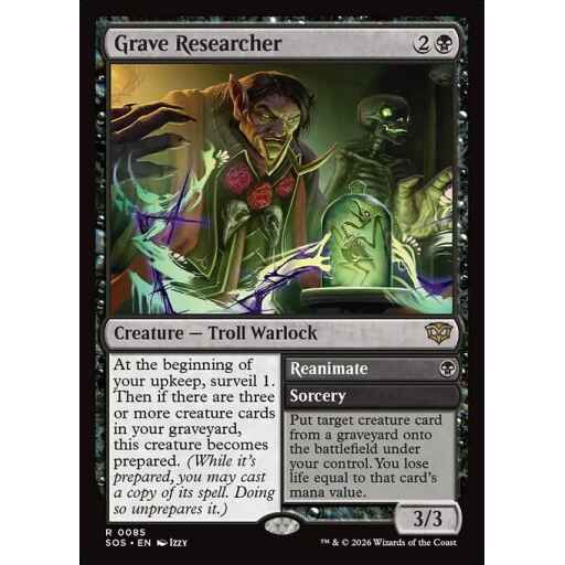 Secrets of Strixhaven - 85 - Grave Researcher // Reanimate - Rare - B - Non-foil (Front)