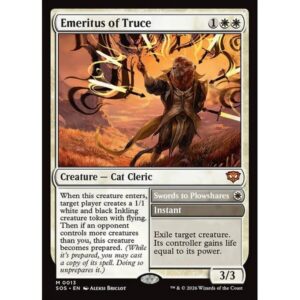 Secrets of Strixhaven - 13 - Emeritus of Truce // Swords to Plowshares - Mythic - W - Non-foil (Front)