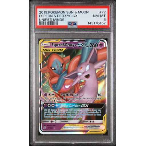 PSA 8 Near Mint - 2019 Pokemon Unified Minds Espeon & Deoxys #72