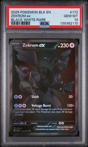 PSA 10 Gem Mint - 2025 Pokemon Black Bolt Zekrom ex #172