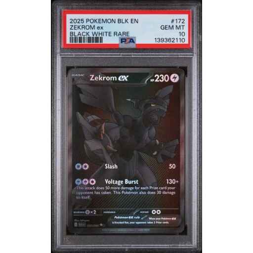 PSA 10 Gem Mint - 2025 Pokemon Black Bolt Zekrom ex #172