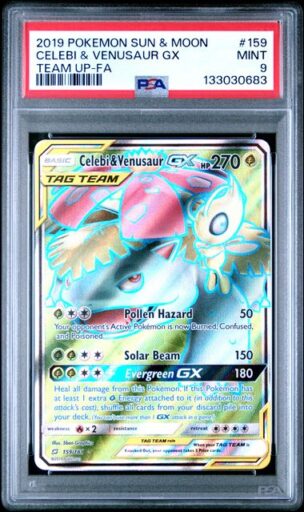 PSA 9 Mint - 2019 Pokemon Team Up Celebi & Venusaur GX #159