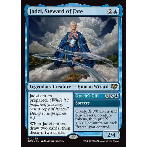 Secrets of Strixhaven - 55 - Jadzi, Steward of Fate // Oracle's Gift - Rare - U - Non-foil (Front)