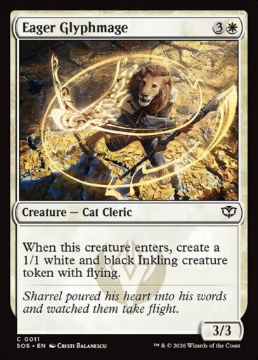 Secrets of Strixhaven - 11 - Eager Glyphmage - Common - W - Non-foil (Front)