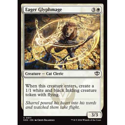 Secrets of Strixhaven - 11 - Eager Glyphmage - Common - W - Non-foil (Front)
