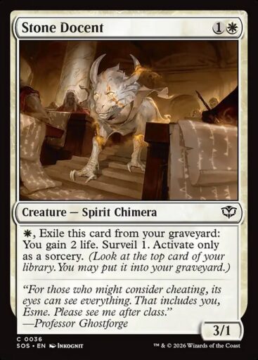 Secrets of Strixhaven - 36 - Stone Docent - Common - W - Foil (Front)